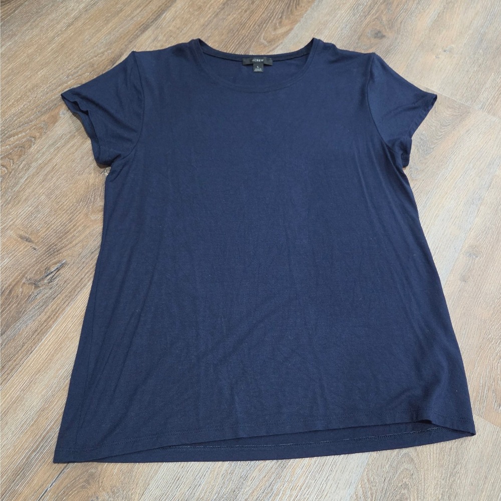 J.Crew Womens Navy Blue Short Sleeve Crew Neck T-Shirt Size Large